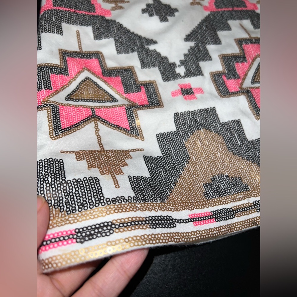 Fate Sequined Tribal Chevron Pattern Mini Skirt S… - image 2
